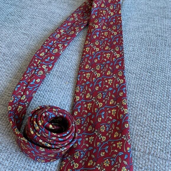 Nina Ricci Floral Silk Tie Made in France - Picture 6 of 6